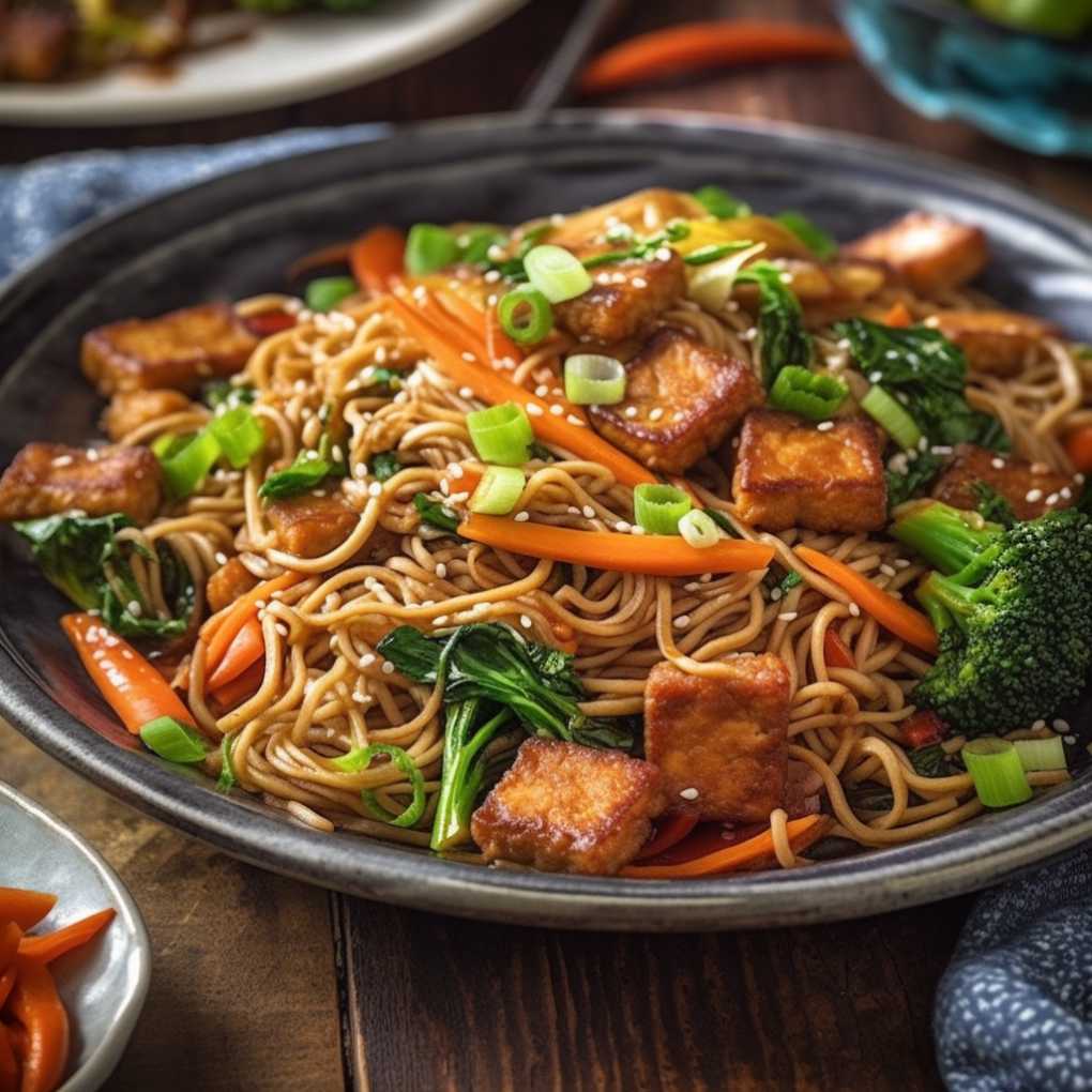 Hot and Sweet Tempeh with Stir-Fried Noodles | Quick and Flavorful Meal