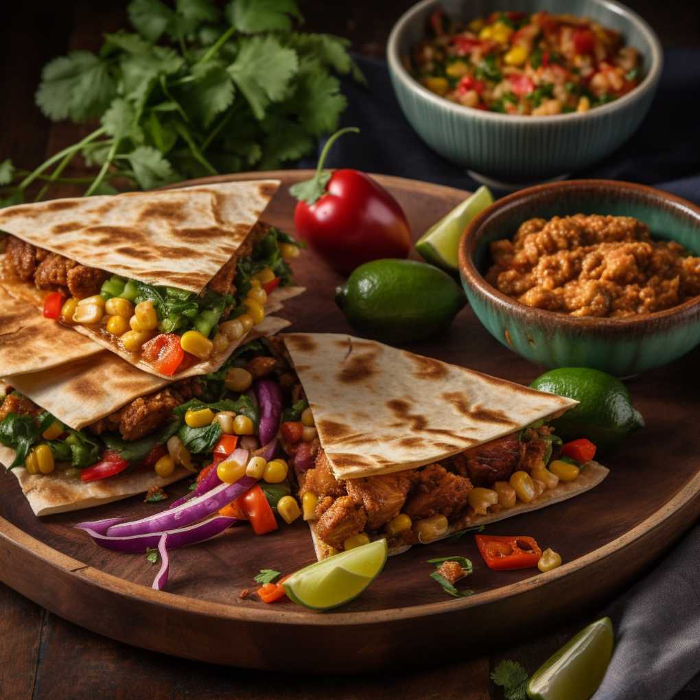 Zoh Tempeh Quesadillas Served Hot with Salsa