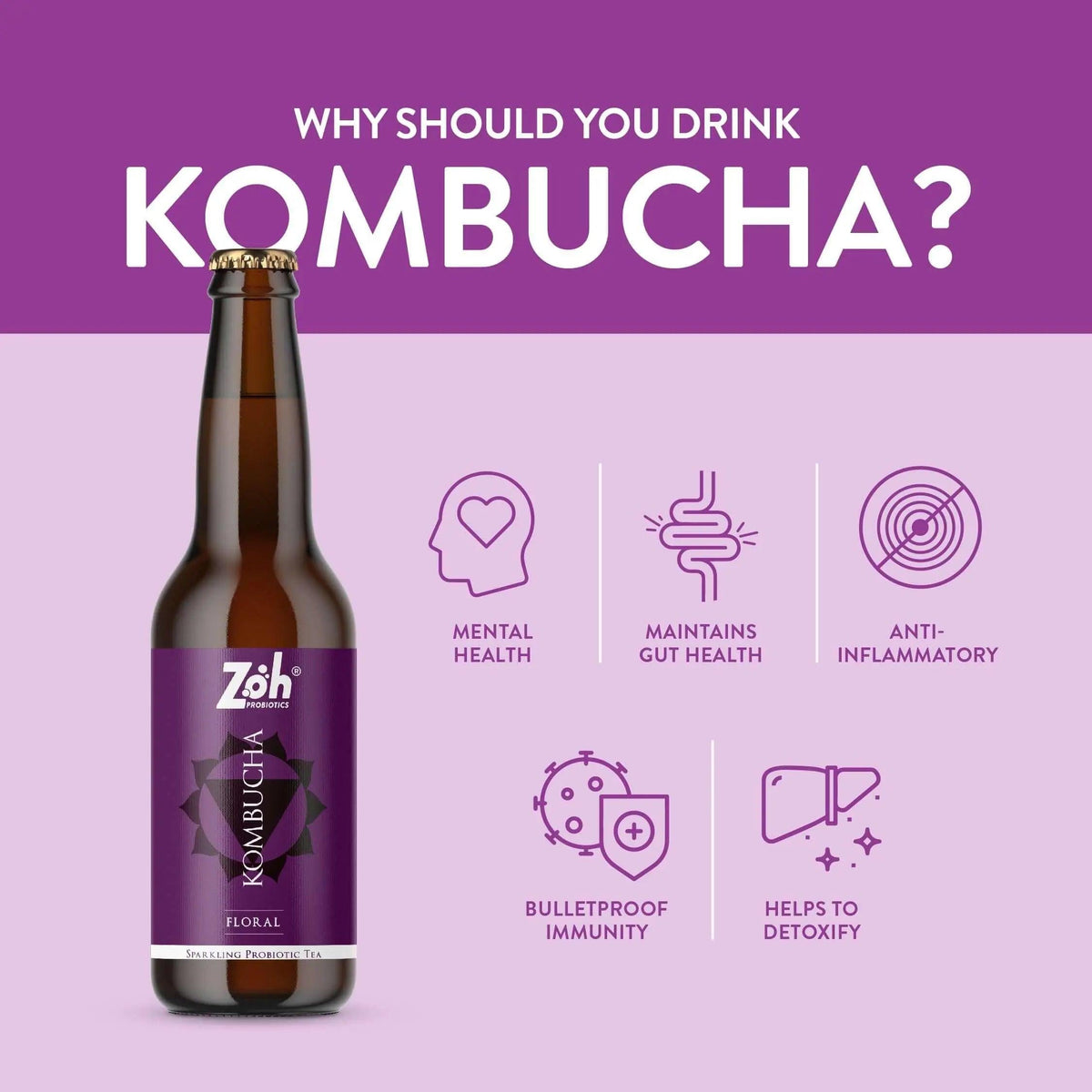 Floral Kombucha by Zoh: Wellness for Mind, Gut Healing, Anti-Inflammatory Properties, Immune System Boost, Detoxifying, India