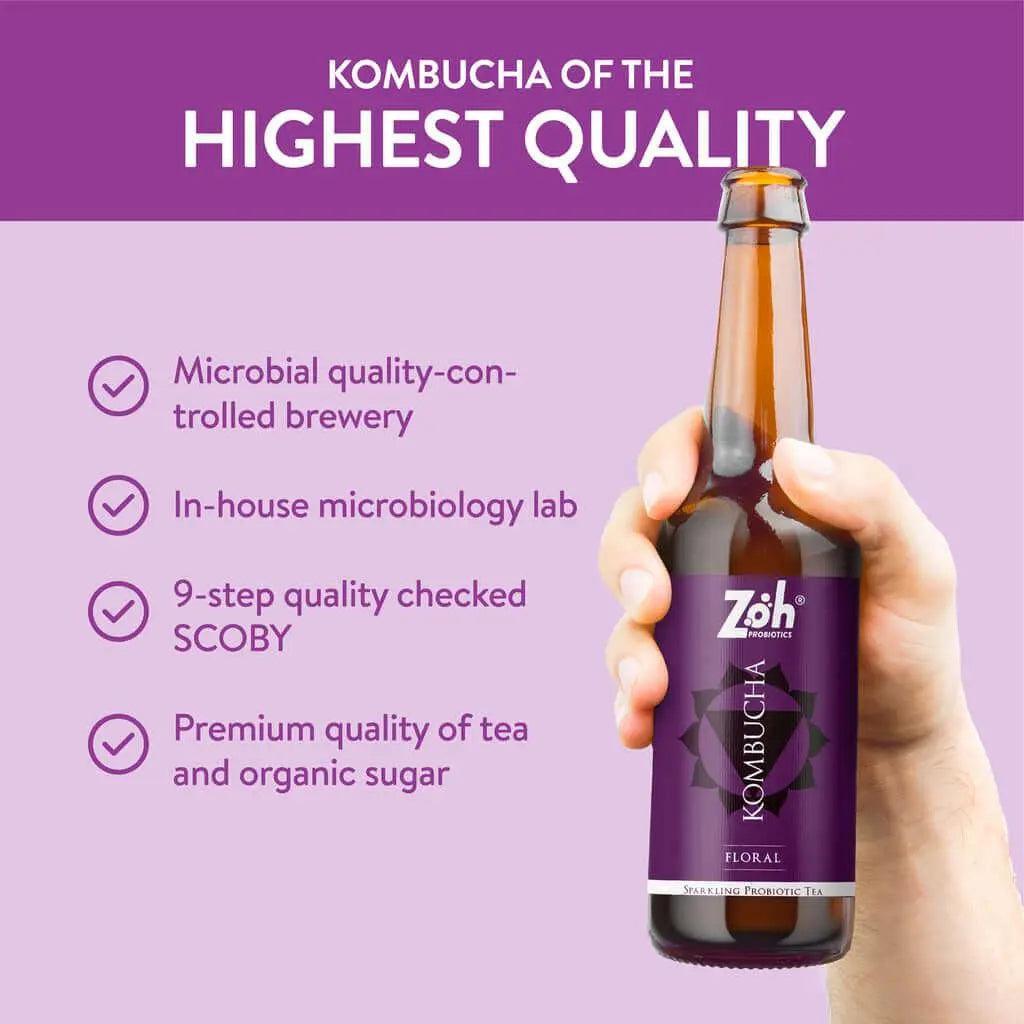 Superior Floral Kombucha by Zoh: Quality-Controlled Brewing, In-House Lab, Organic Ingredients, 9-Step Quality Assurance - Energizing & Nutrient-Rich, India