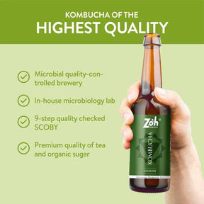 Zoh's Jasmine Kombucha: Microbial Control, In-House Lab Quality, Organic Tea & Sugar, 9-Step Checked SCOBY - Calming & Health-Boosting, India