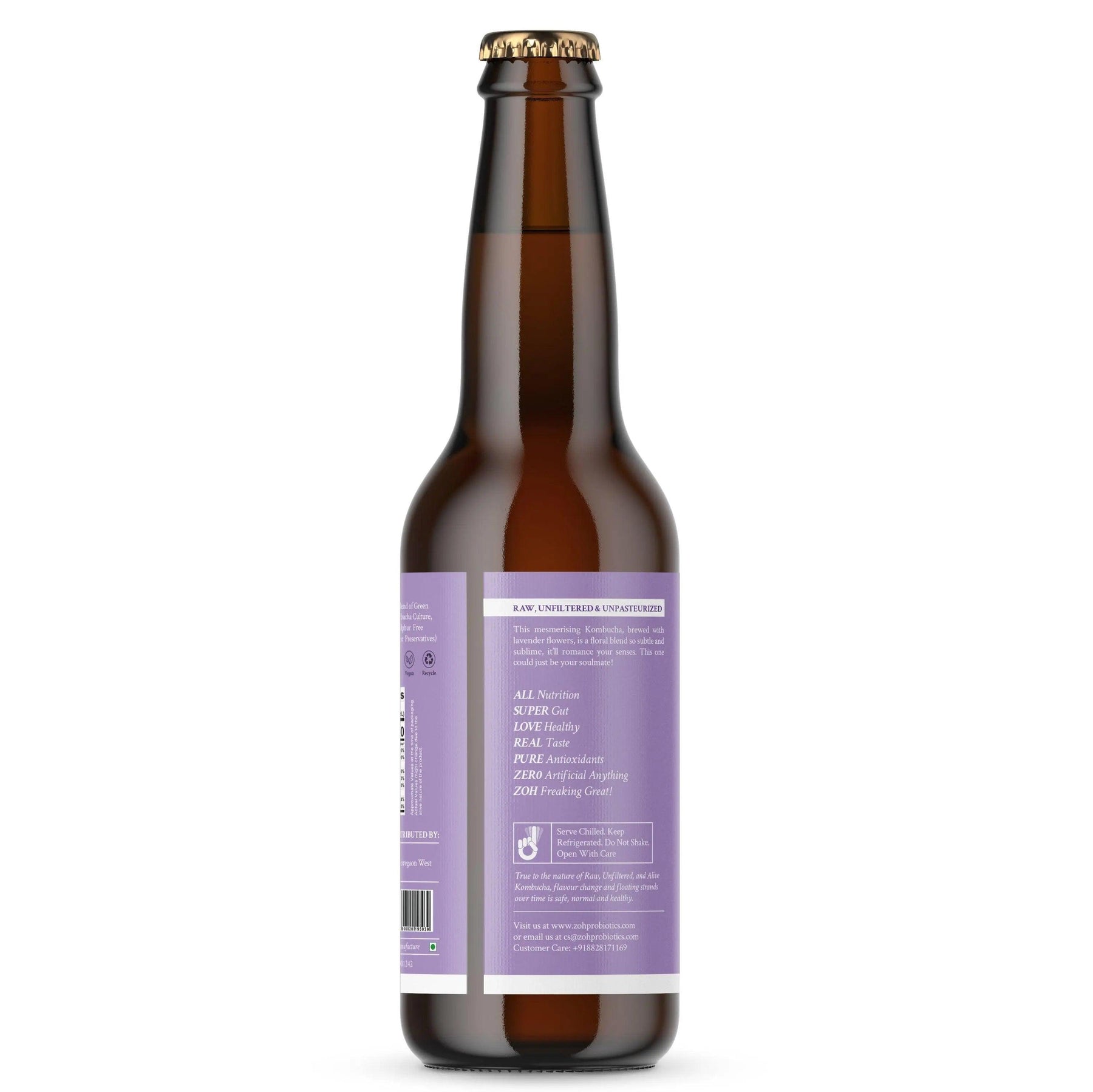 Left Side View of Lavender Zoh Kombucha: Ideal for Relaxation, India
