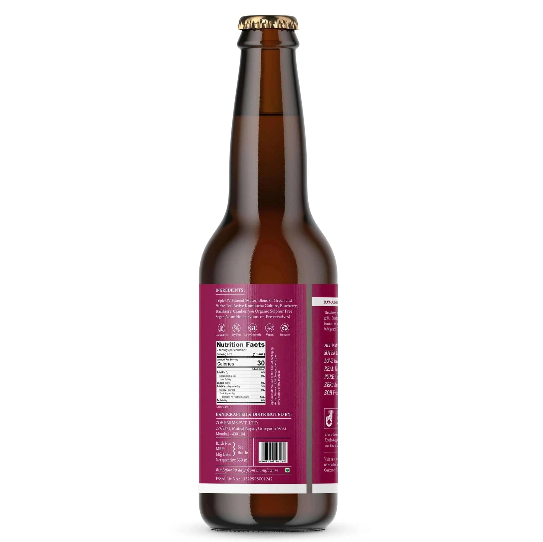 Nutrition Facts of Berry Zoh Kombucha: Ideal for Digestion, India