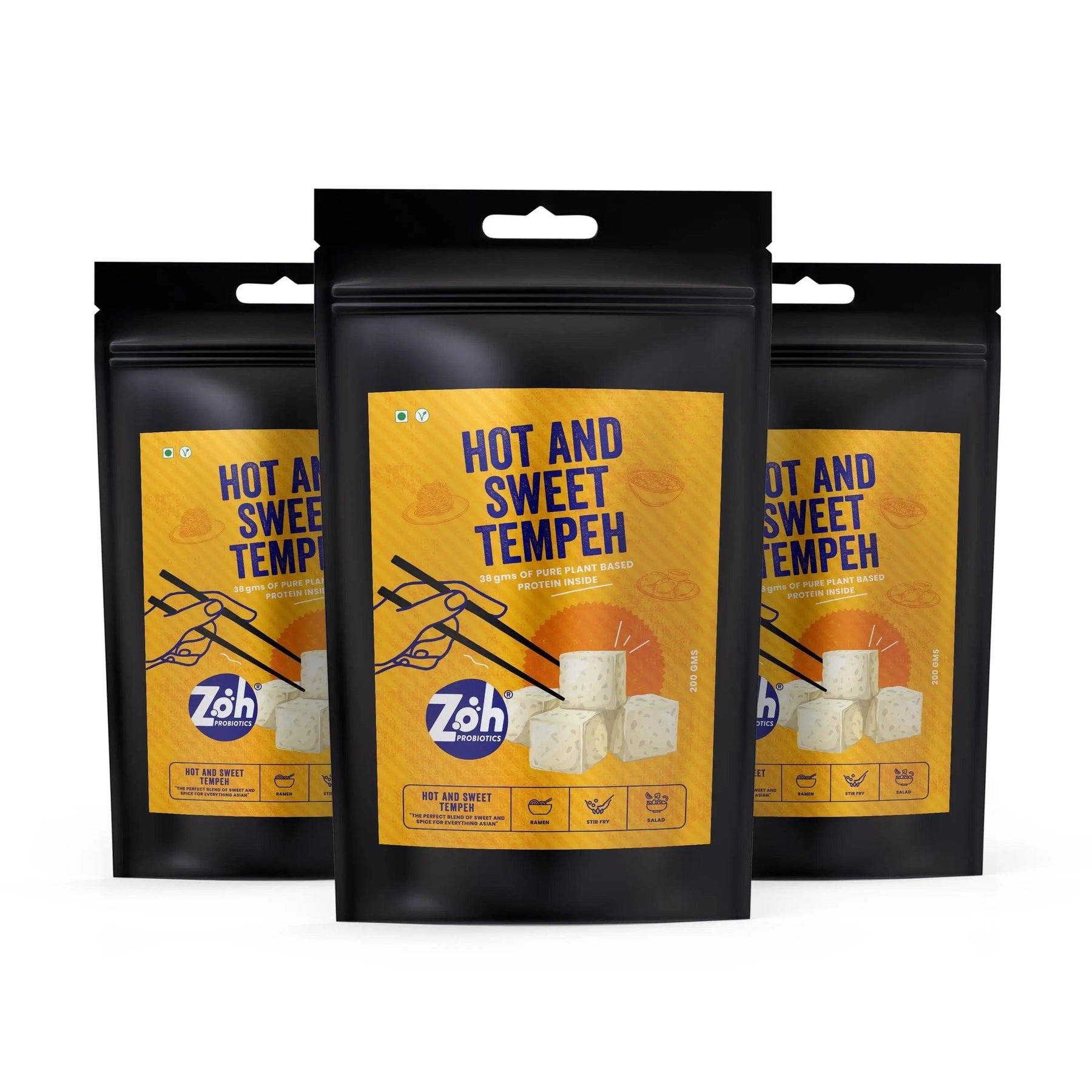 Bulk buy eco-friendly Zoh Hot and Sweet Tempeh pack of 3: Savory protein-rich meals in Mumbai
