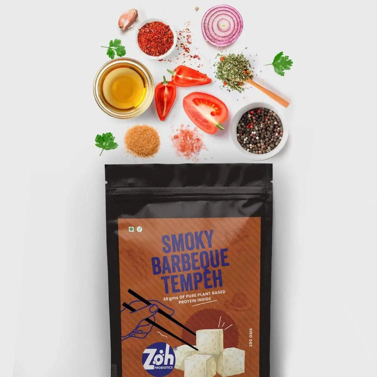 Bulk buy Zoh Smoky Barbeque Tempeh with fresh ingredients, top plant-based protein in Mumbai