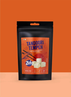Bulk tempeh Mumbai: Coloured background mock-up of Zoh Tandoori front packaging
